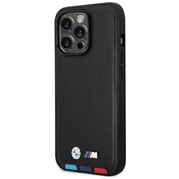 Hülle BMW BMHMP14L22PTDK iPhone 14 Pro 6.1″schwarz / schwarz Leder Stamp Tricolor Magsafe