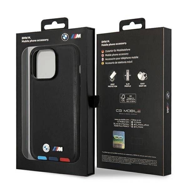 Hülle BMW BMHMP14L22PTDK iPhone 14 Pro 6.1″schwarz / schwarz Leder Stamp Tricolor Magsafe