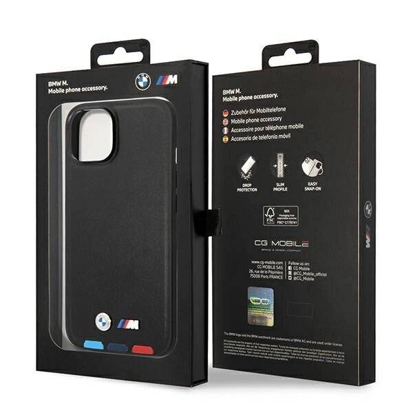 Hülle BMW BMHMP14M22PTDK iPhone 14 Plus 6.7″schwarz / schwarz Leder Stamp Tricolor Magsafe