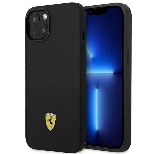 Ferrari FEHCP14MSIBBK iPhone 14 Plus 6.7″ schwarz/schwarz Hardcase Silikon-Metall-Logo