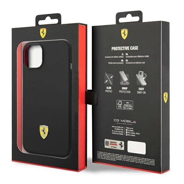 Ferrari FEHCP14MSIBBK iPhone 14 Plus 6.7″ schwarz/schwarz Hardcase Silikon-Metall-Logo