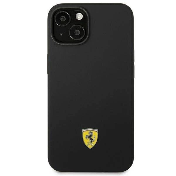 Ferrari FEHCP14MSIBBK iPhone 14 Plus 6.7″ schwarz/schwarz Hardcase Silikon-Metall-Logo
