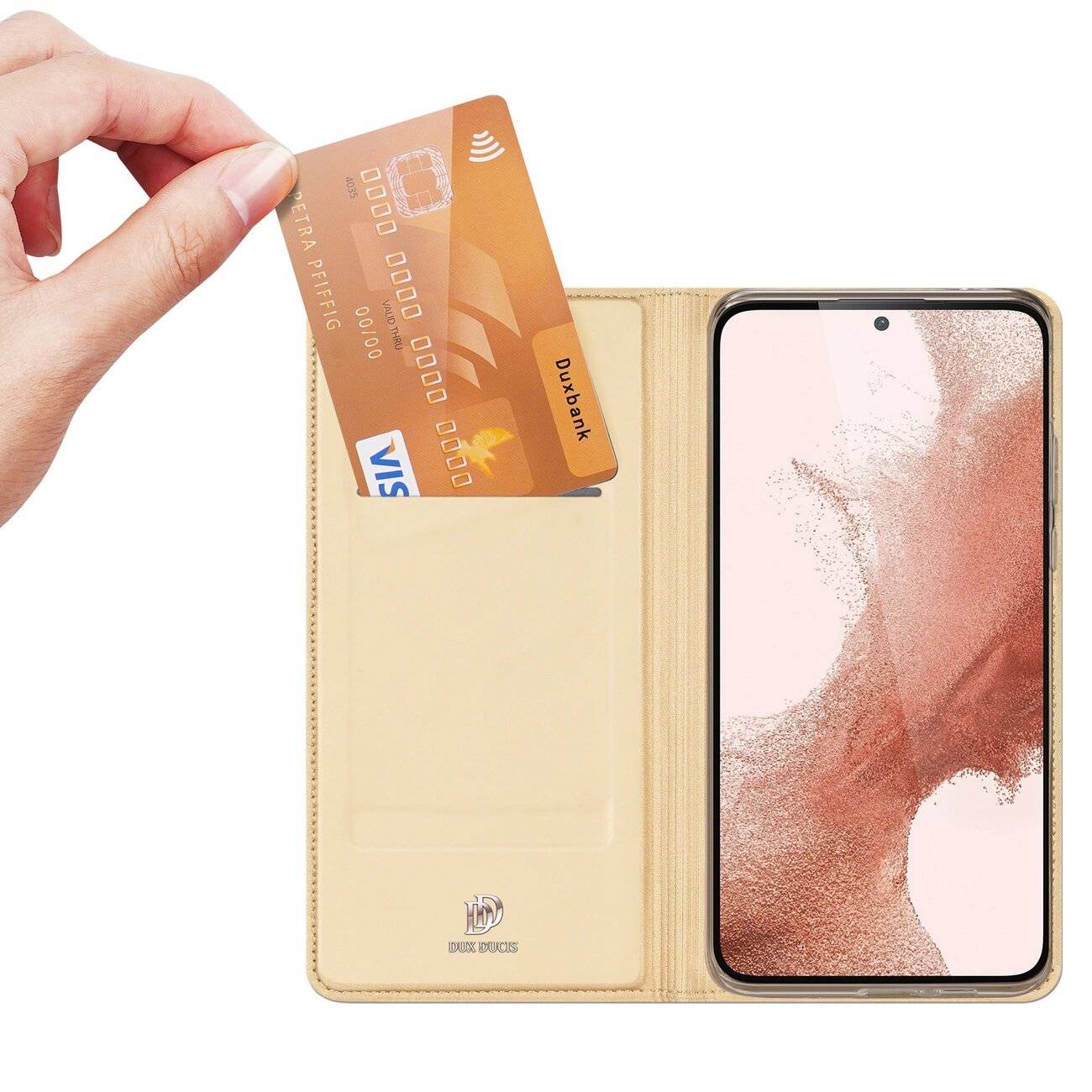 Dux Ducis Skin Pro Hülle Samsung Galaxy S23+ Flip Card Wallet Stand Gold