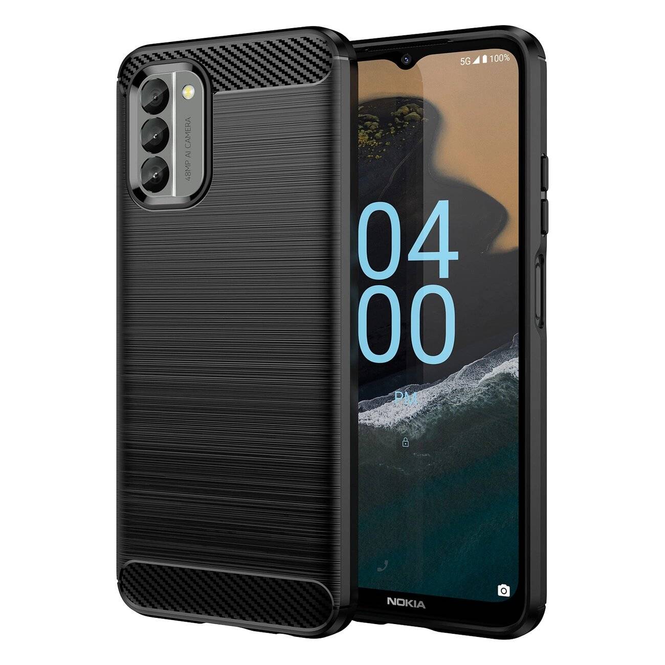 Carbon Case Cover Nokia G400 flexibles Silikon schwarz