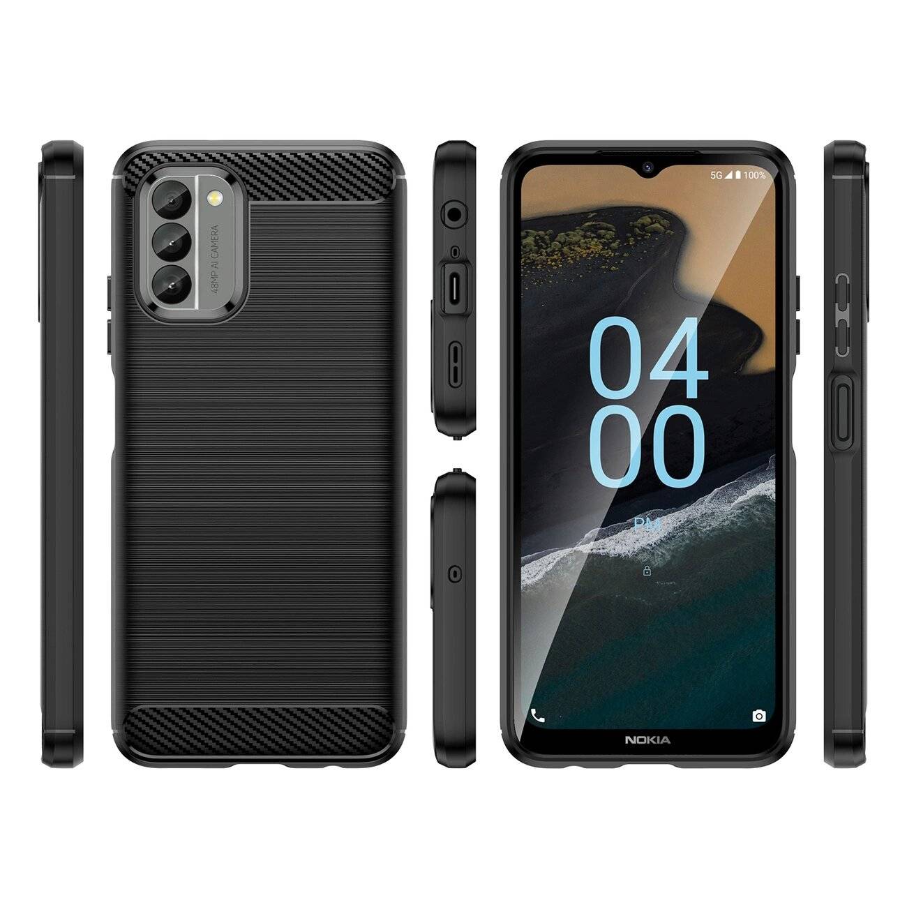 Carbon Case Cover Nokia G400 flexibles Silikon schwarz