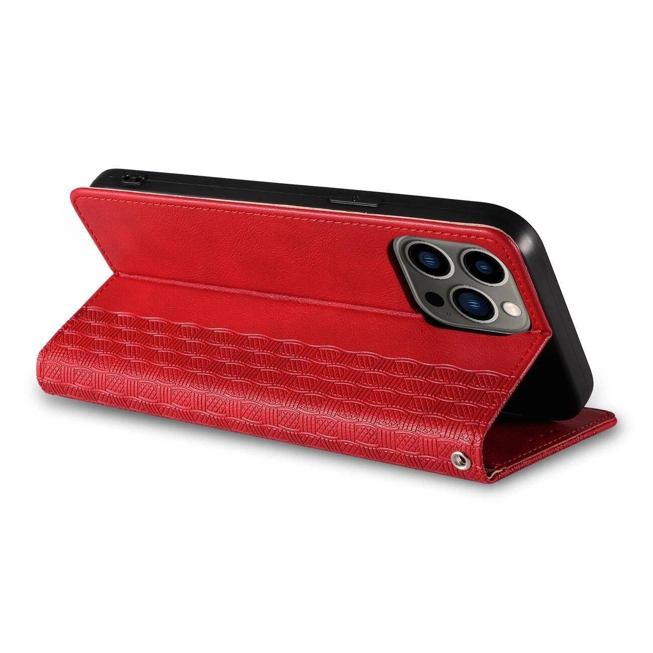 Magnet Strap Case Samsung Galaxy S23+ Flip Wallet Mini Lanyard Stand rot