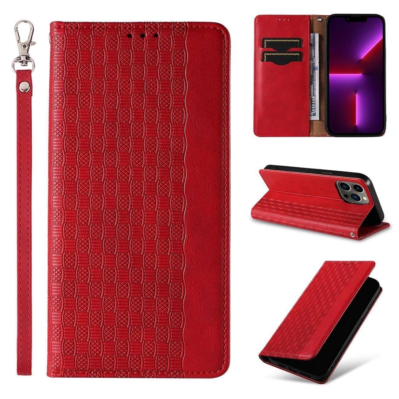 Magnet Strap Case Samsung Galaxy S23+ Flip Wallet Mini Lanyard Stand rot