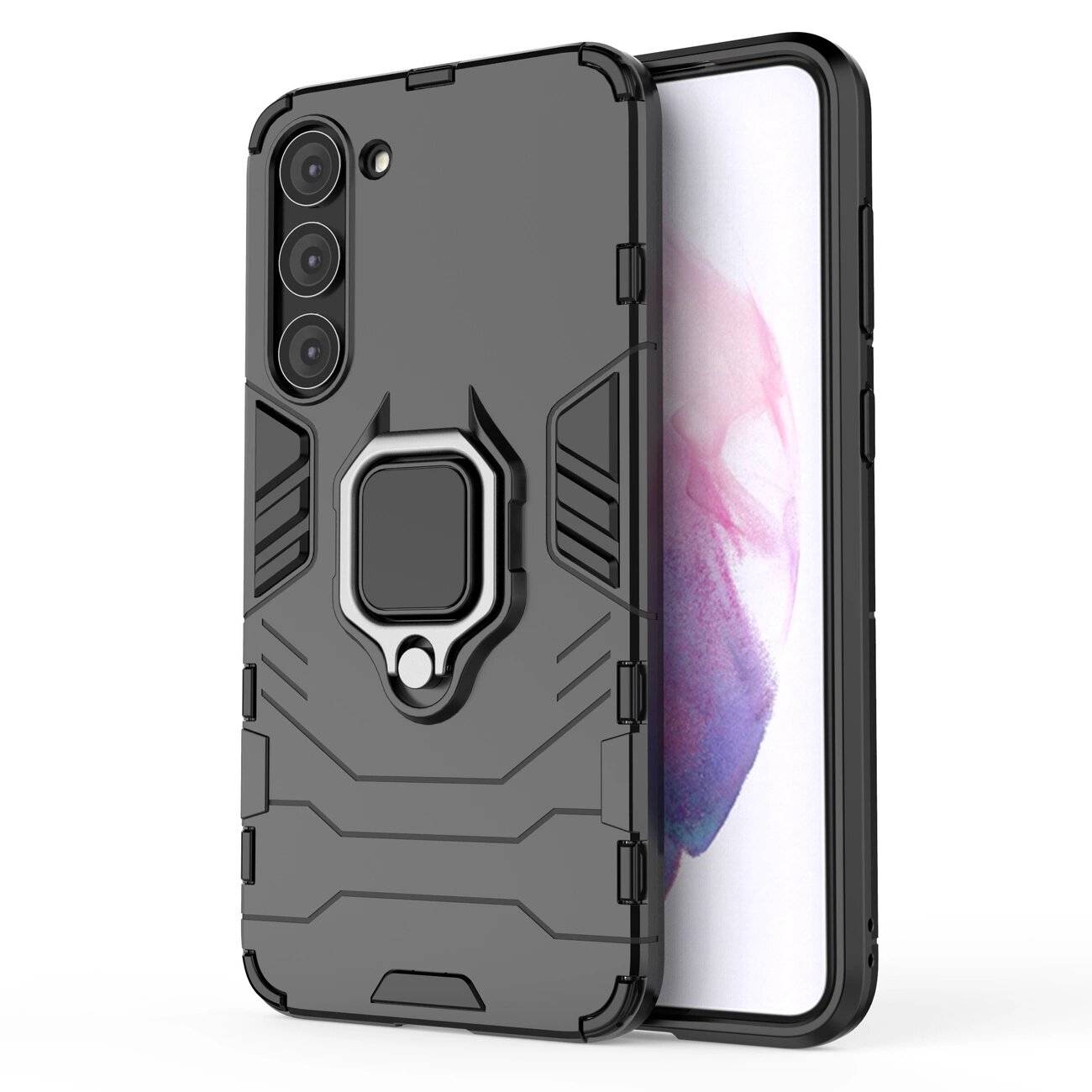 Ring Armor Hülle Samsung Galaxy S23+ gepanzerte magnetischer Haltering schwarz
