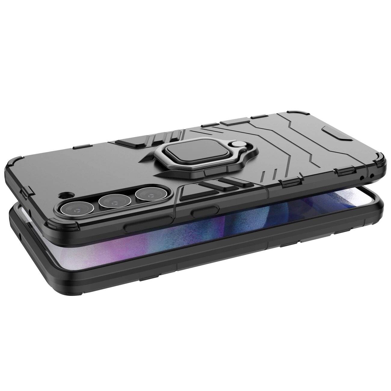 Ring Armor Hülle Samsung Galaxy S23+ gepanzerte magnetischer Haltering schwarz