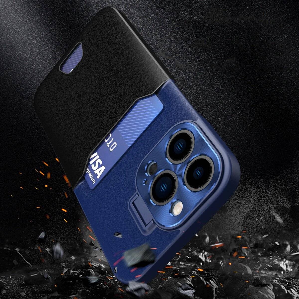 Leder Stand Case Samsung Galaxy S23+ Cover Kartenetui Ständer blau