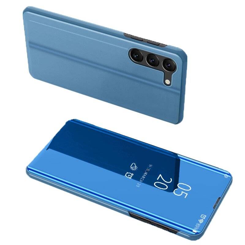 Clear View Case Hülle Samsung Galaxy S23+ Flip Cover blau