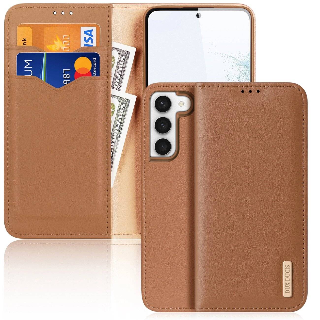 Dux Ducis Hivo Hülle Samsung Galaxy S23 Flip Cover Wallet Stand RFID Blocking braun