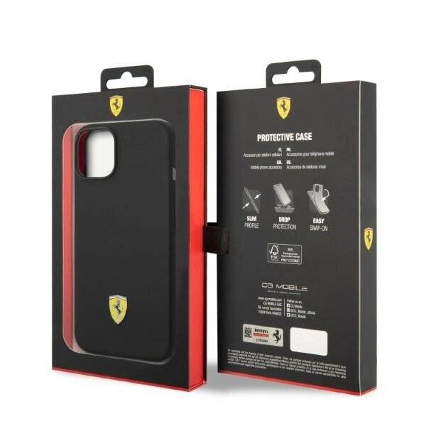 Ferrari FEHMSIP14MBK iPhone 14 Plus 6.7″ schwarz/schwarz Hardcase Silikon Metall Logo Magsafe
