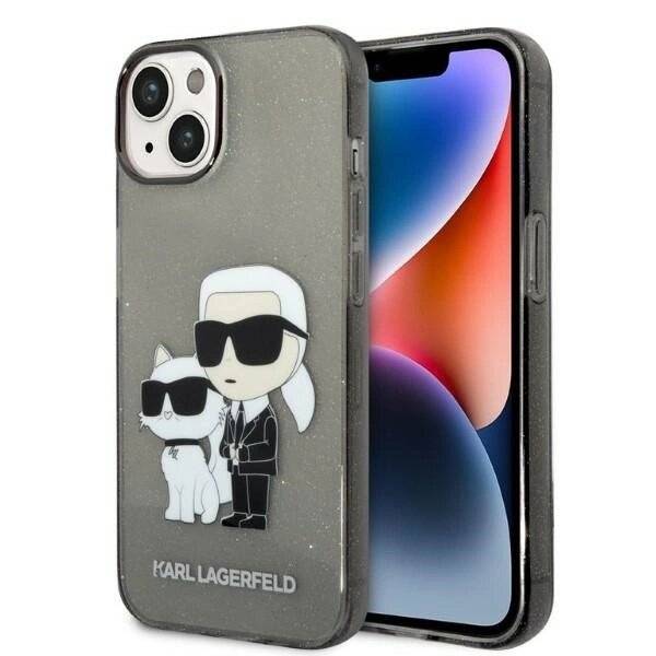 Karl Lagerfeld Glitzer Karl&Choupette Hülle iPhone 14 Plus – Schwarz