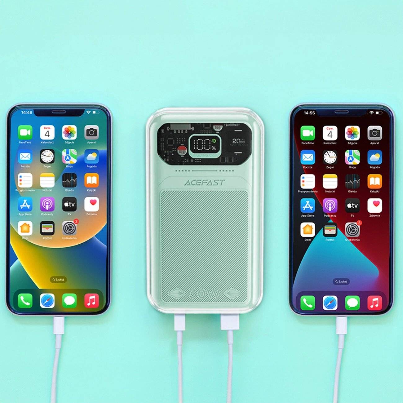 Acefast Powerbank 20000 mAh Sparkling Series Schnellladung 30 W grün M2