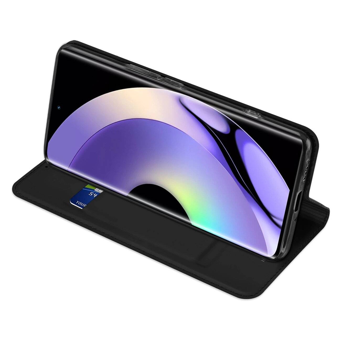 Dux Ducis Skin Pro Hülle Realme 10 Pro+ Flip Cover Card Wallet Stand schwarz