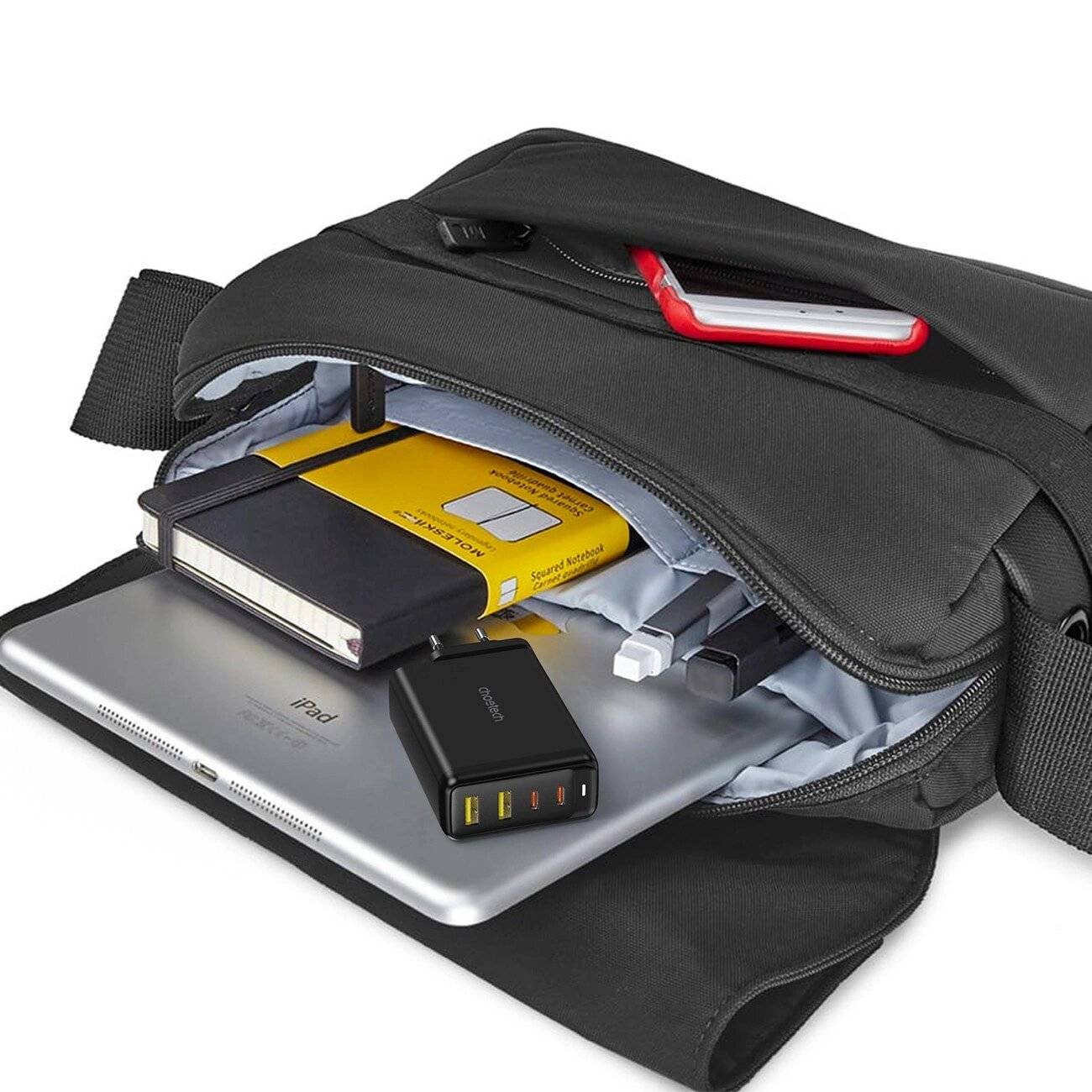 Choetech PD6005 GaN-Ladegerät 140W, 4 Ports (2x USB-C, 2x USB-A), Schwarz