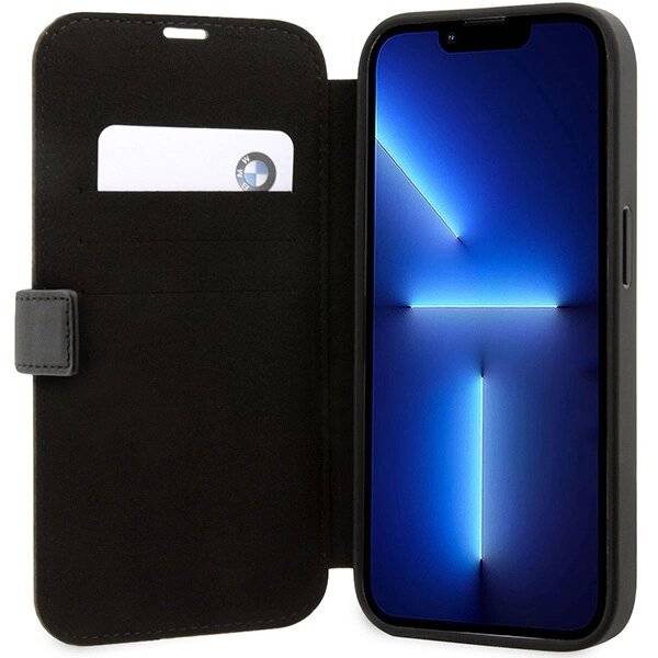 Tasche BMW BMBKP14X22RDPK iPhone 14 Pro Max 6.7" schwarz/schwarz Büchertasche Leder