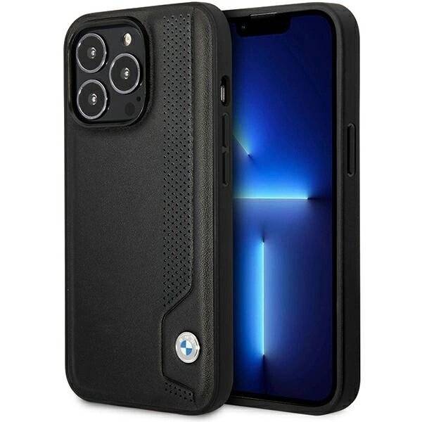 Hülle BMW BMHCP14L22RBDK iPhone 14 Pro 6.1″ schwarz/schwarz Hardcase Leder Blue Dots