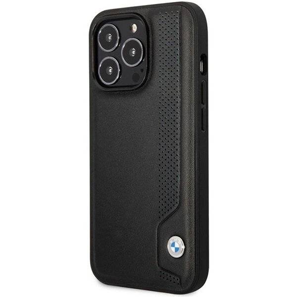 Hülle BMW BMHCP14L22RBDK iPhone 14 Pro 6.1″ schwarz/schwarz Hardcase Leder Blue Dots