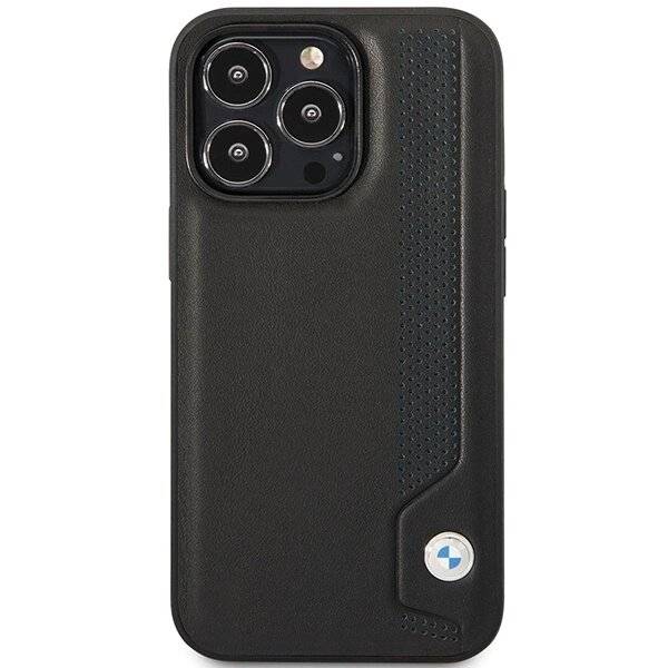 Hülle BMW BMHCP14X22RBDK iPhone 14 Pro Max 6.7″ schwarz/schwarz Hardcase Leder Blue Dots