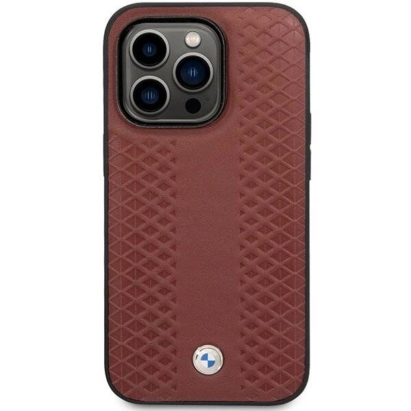 Hülle BMW BMHCP14X22RFGR iPhone 14 Pro Max 6.7″ Burgund/Bordeaux Leder Rautenmuster