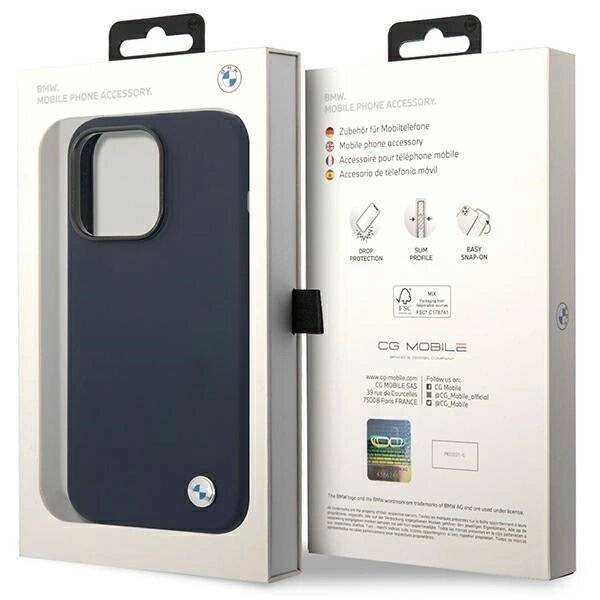 Hülle BMW BMHCP14LSILNA iPhone 14 Pro 6.1″ marineblau/navy Silikon Metall Logo