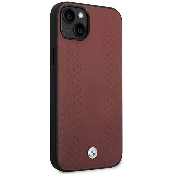 Hülle BMW BMHCP14S22RFGR iPhone 14 6.1″ Burgund/Burgund Leder Rautenmuster