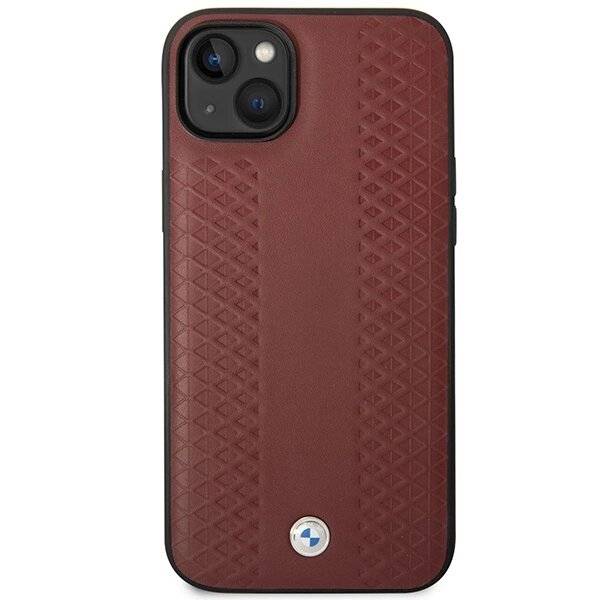 Hülle BMW BMHCP14S22RFGR iPhone 14 6.1″ Burgund/Burgund Leder Rautenmuster