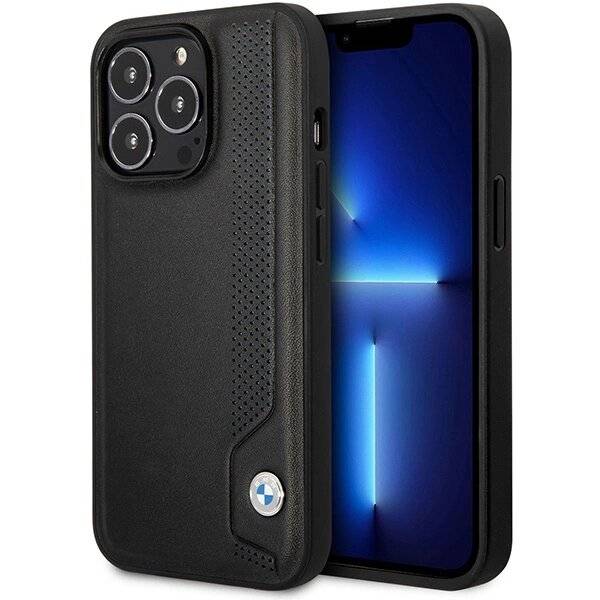 Hülle BMW BMHCP14X22RBDK iPhone 14 Pro Max 6.7″ schwarz/schwarz Hardcase Leder Blue Dots