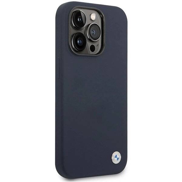 Hülle BMW BMHMP14LSILNA iPhone 14 Pro 6.1″ marineblau/navy Silikon Metall Logo MagSafe