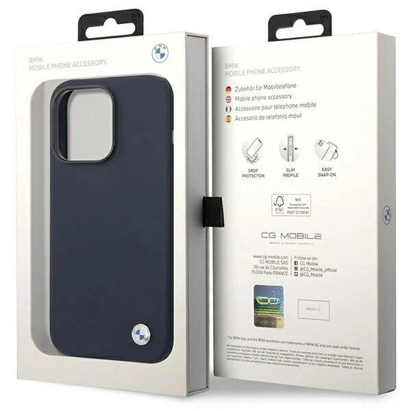 Hülle BMW BMHMP14LSILNA iPhone 14 Pro 6.1″ marineblau/navy Silikon Metall Logo MagSafe