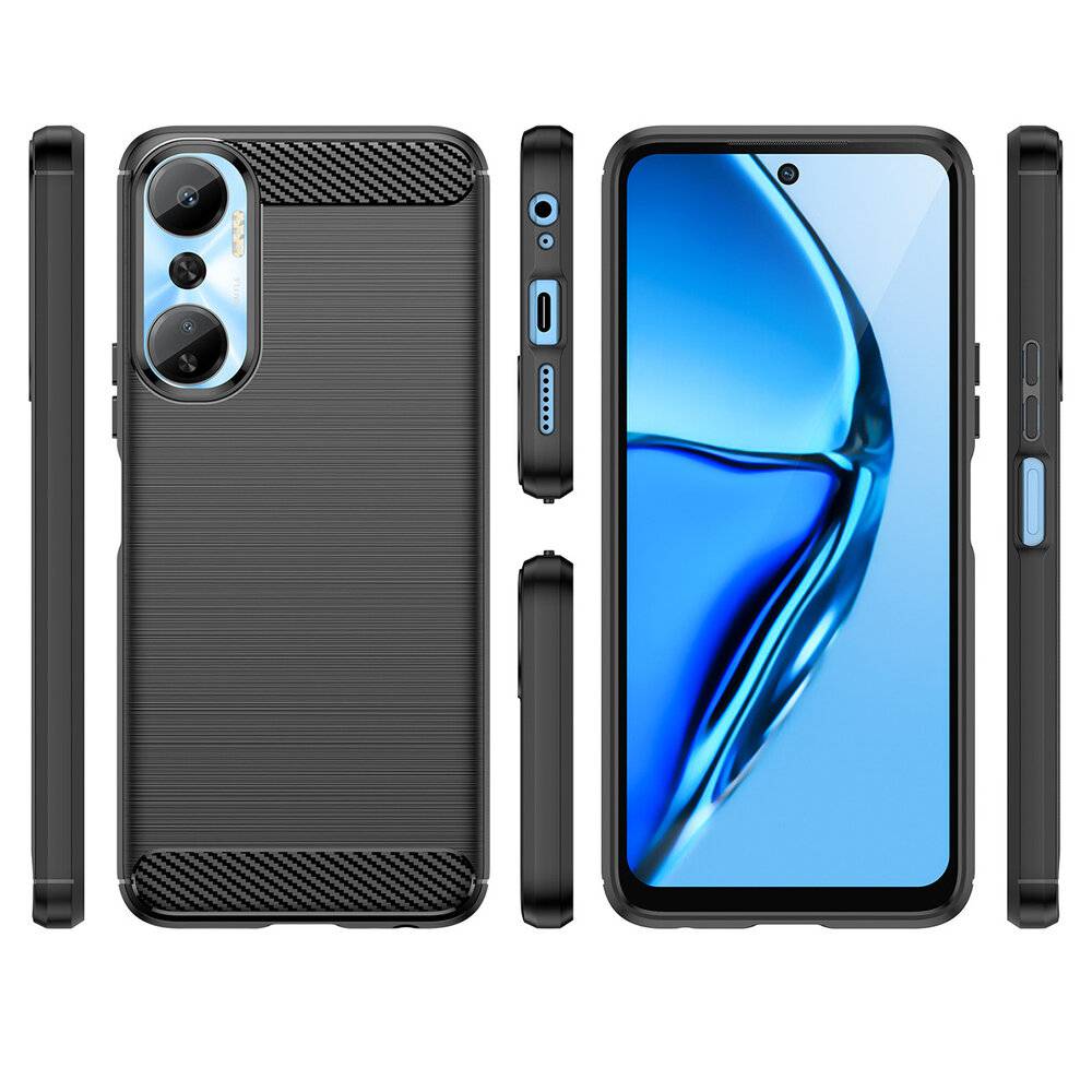 Carbon Case Hülle Infinix Hot 20 flexible Silikon schwarz