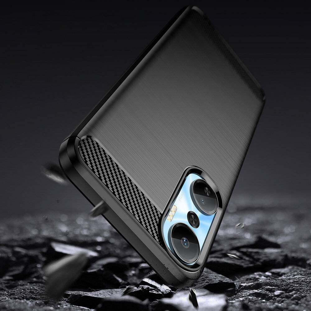 Carbon Case Hülle Infinix Hot 20 flexible Silikon schwarz