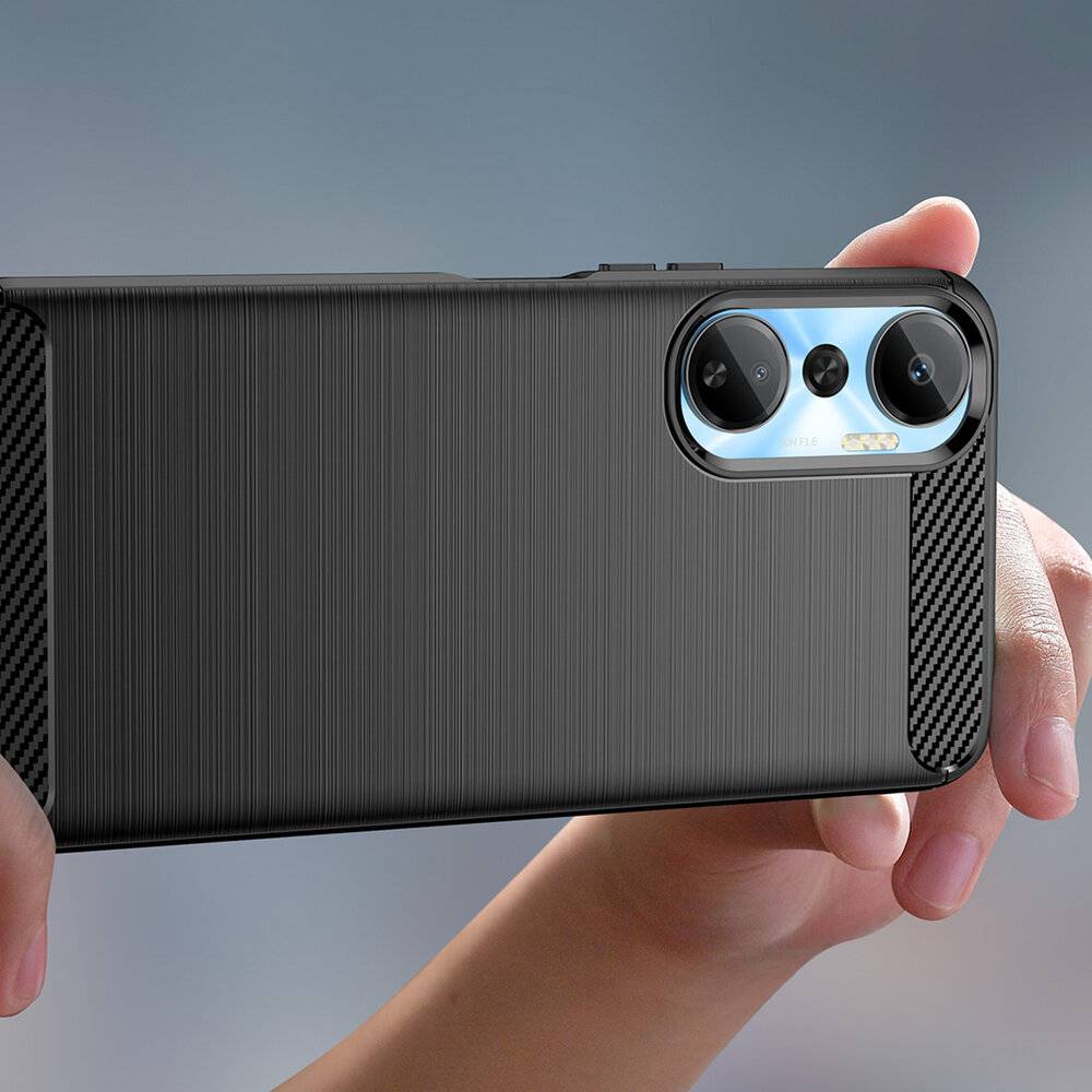 Carbon Case Hülle Infinix Hot 20 flexible Silikon schwarz