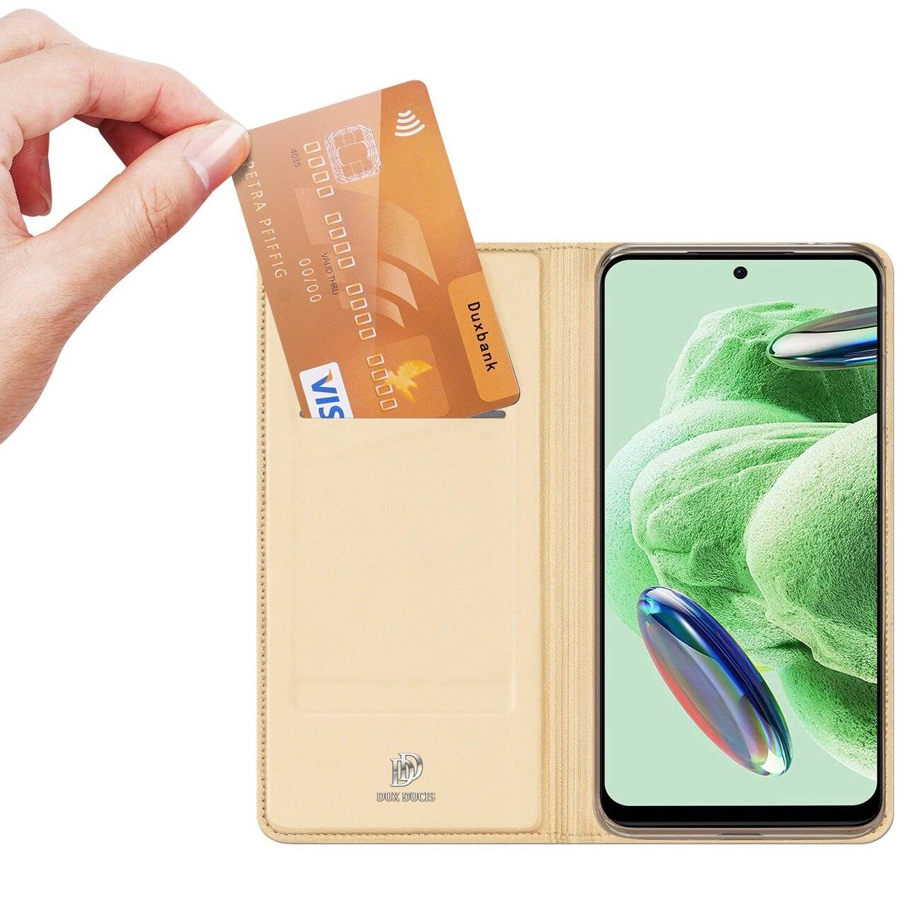 Dux Ducis Skin Pro Hülle Xiaomi Redmi Note 12 Pro+ Flip Card Wallet Stand Gold