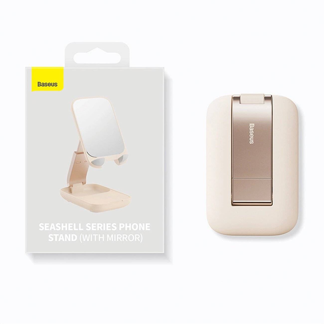 Verstellbarer Telefonständer Spiegel Baseus Seashell Series – Beige