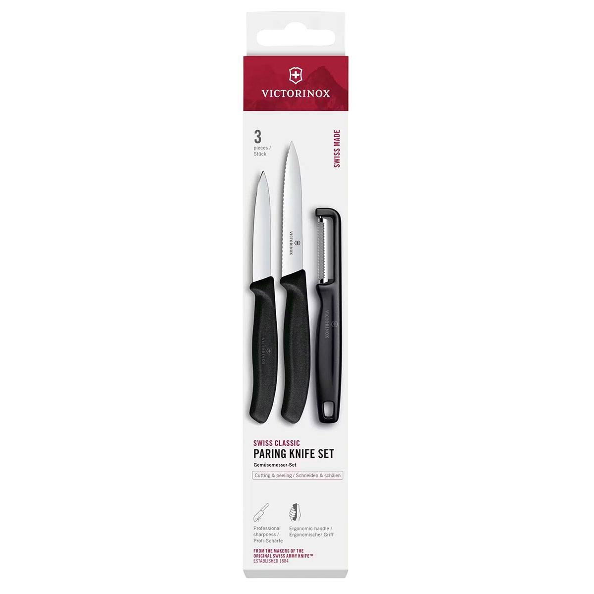 Victorinox Swiss Classic Gemüsemesser Set mit Schäler 3-Teilig - Schwarz