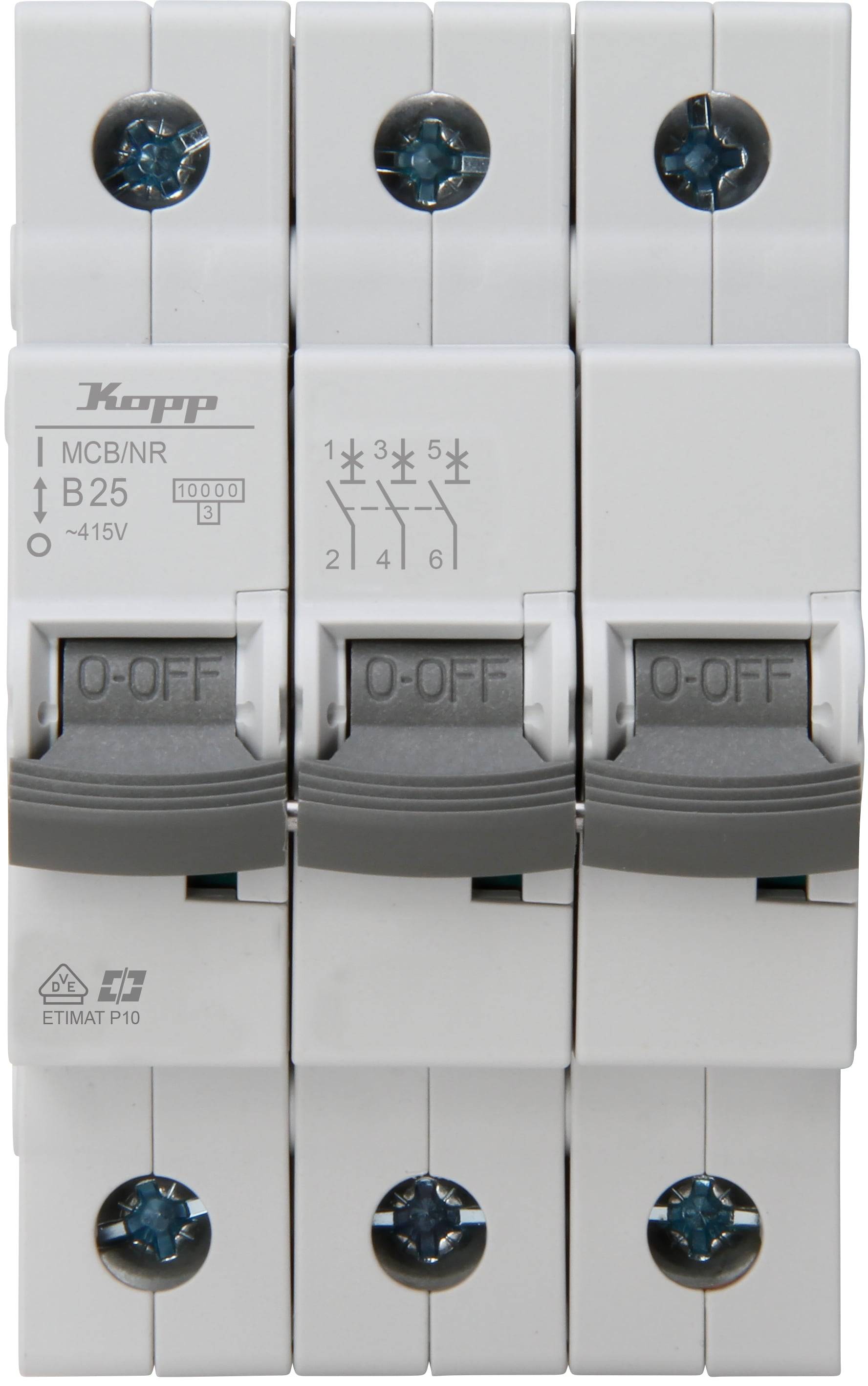 KOPP Leitungsschutzschalter, 25A, 3-polig, Char. B
