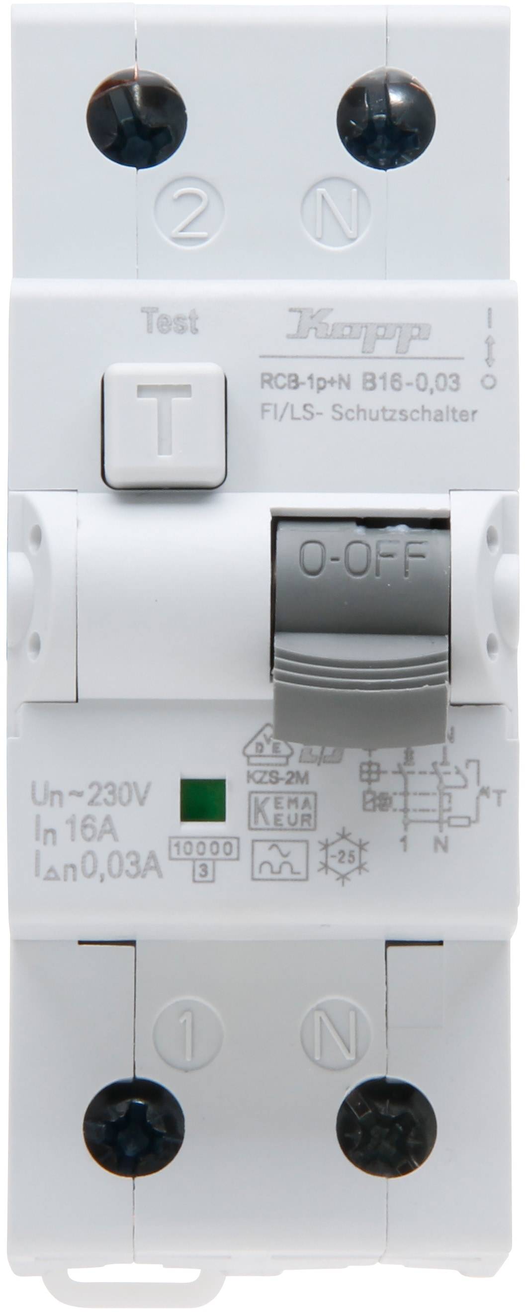KOPP FI/LS-Schutzschalter, 16A, 1p+N Char. B, 0,03A, Typ A