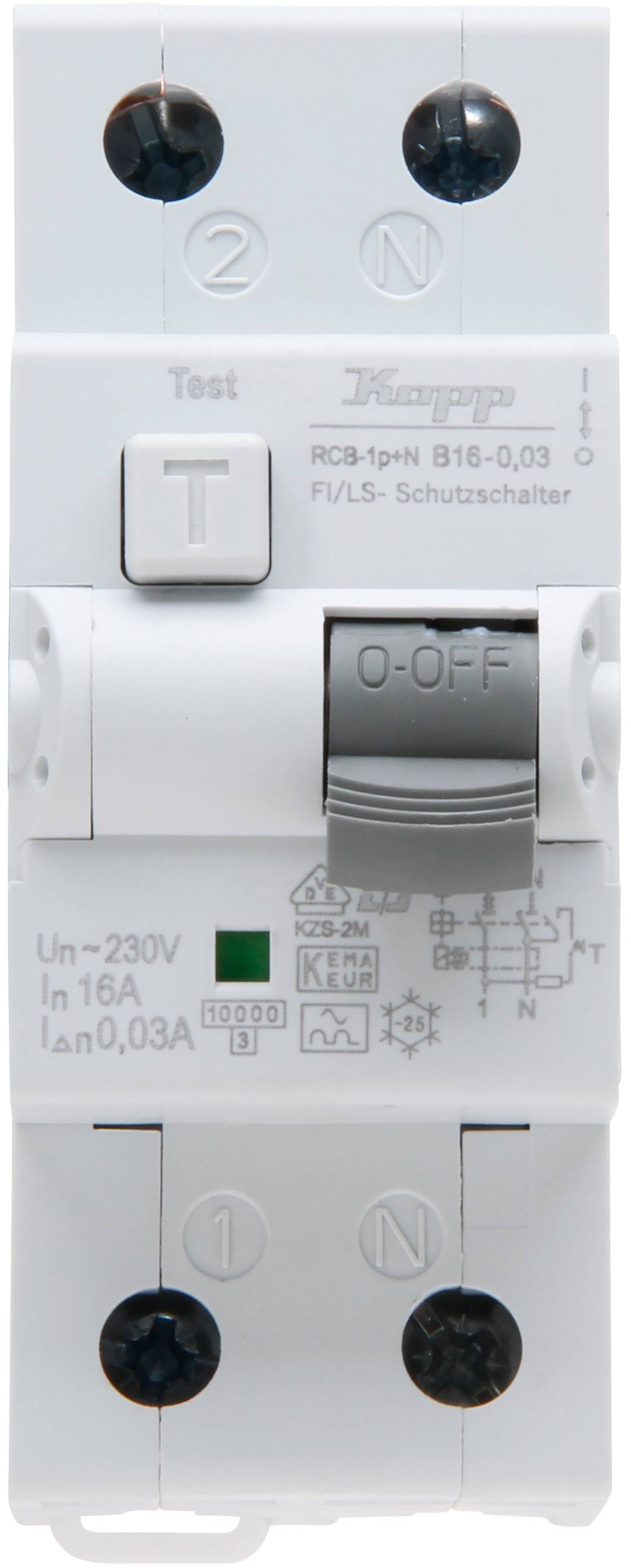 KOPP FI/LS-Schutzschalter, 16A, 1p+N Char. B, 0,03A, Typ A