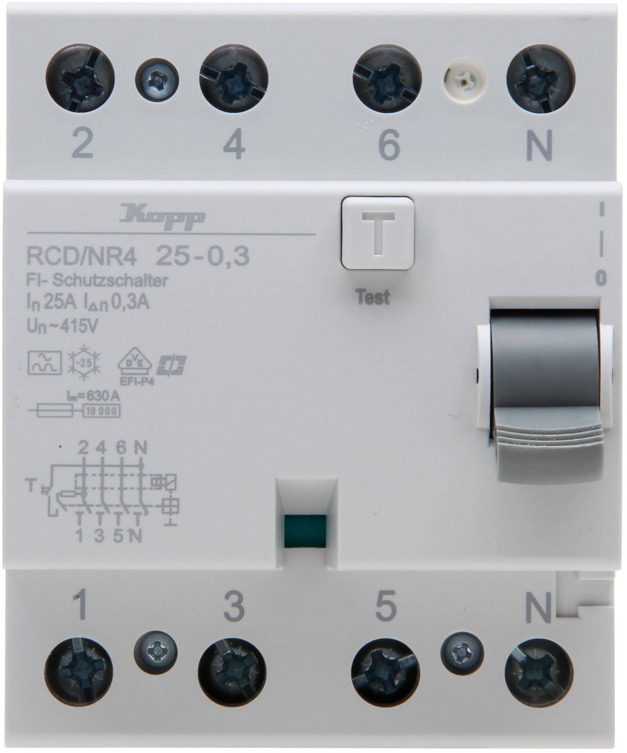 KOPP Fehlerstromschutzschalter, 24A, 4-polig, Typ A, 300 mA