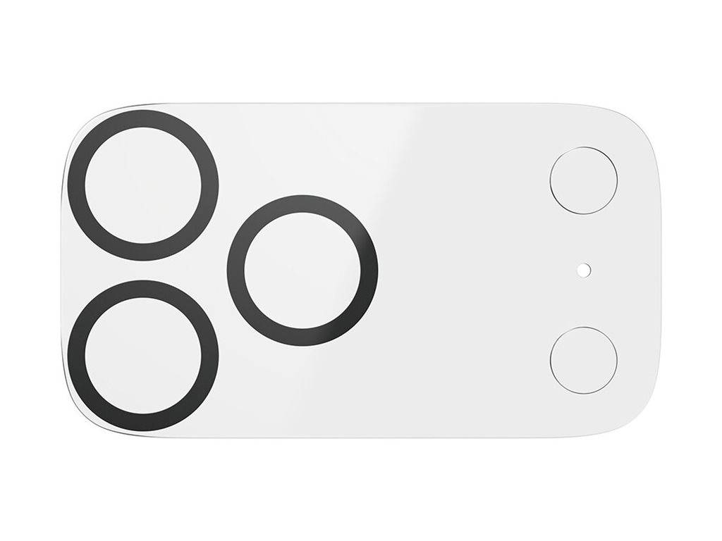 Rückseite eines Smartphones mit drei großen Kameraobjektiven und zwei kleineren Sensoren, die in einem rechteckigen Modul angeordnet sind.