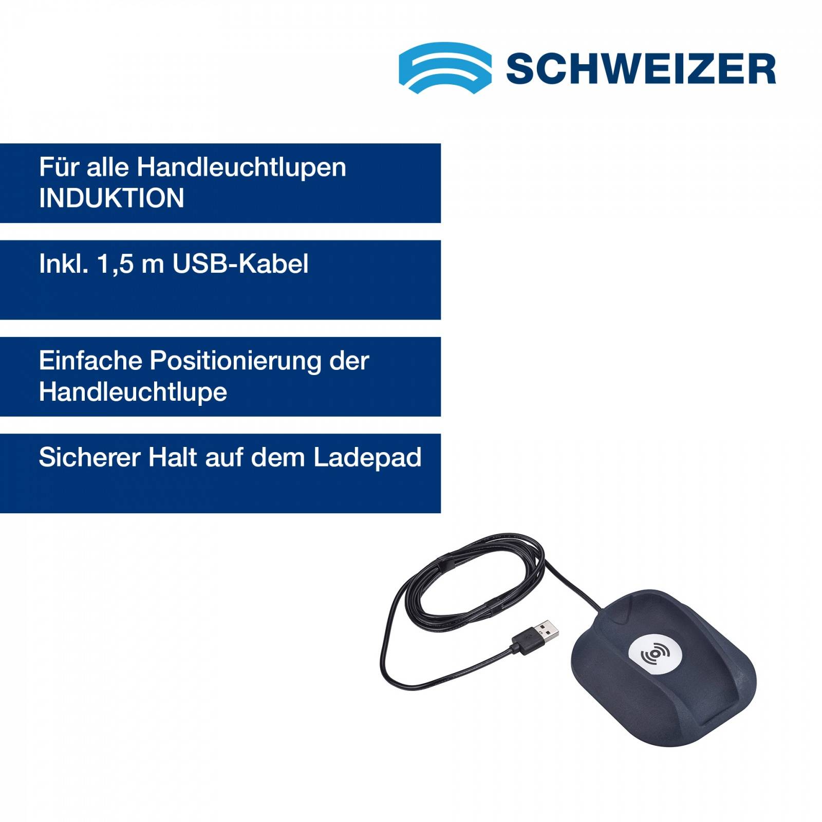 SCHWEIZER Ladeschale mit Ladepad ca. 92 x 107 mm