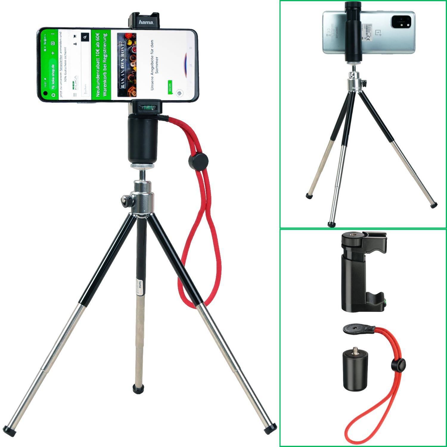 Hama Smartphone Stativ Handy Tripod Klemmstativ Selfie Dreibein Universal Halter