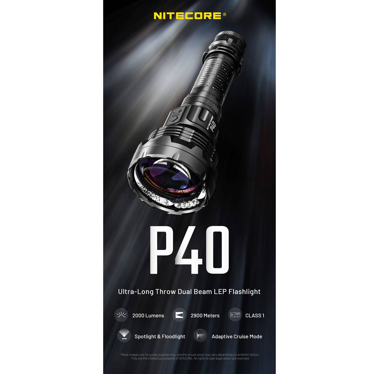 Nitecore P40 LEP-Laser Suchscheinwerfer 2000 Lumen - Schwarz