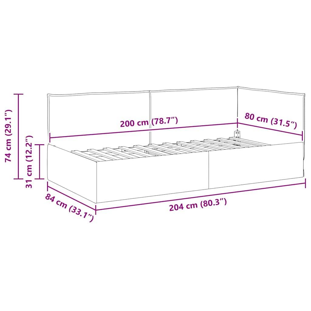 vidaXL Eckbettgestell mit Kopfteil Weinrot 80 x 200 cm Stoff