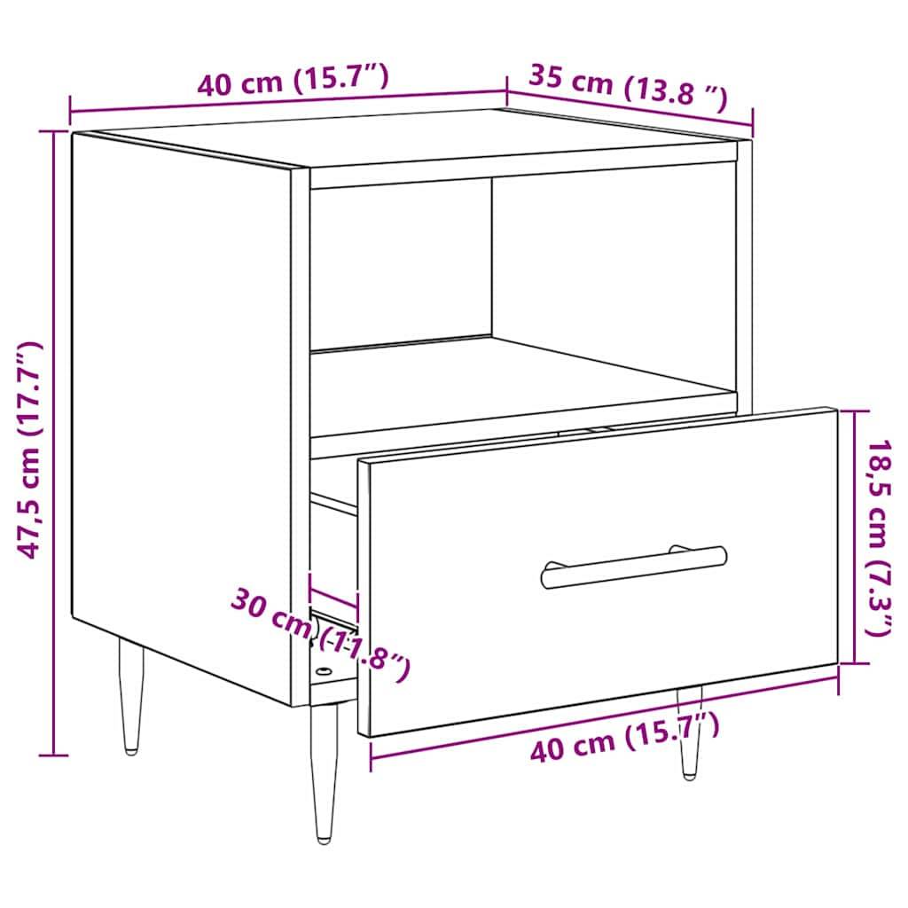 vidaXL Nachttisch mit Schubladen Braun 40 x 35 x 47,5 cm Holzwerkstoff