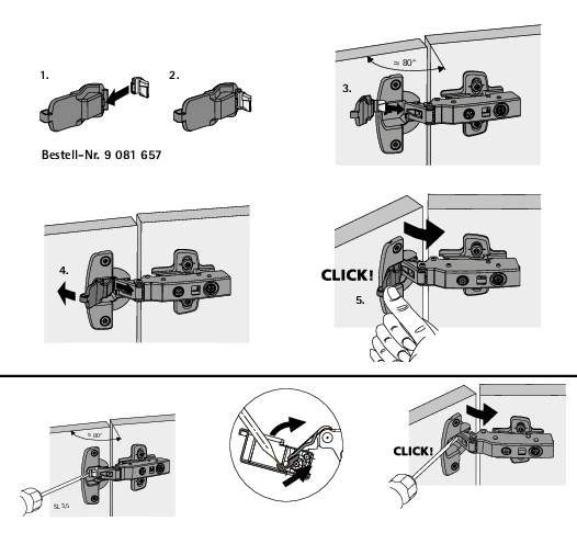 Öffnungswinkelbegrenzer für Sensys 110°-Scharnier, Begrenzung von 110° auf 90°