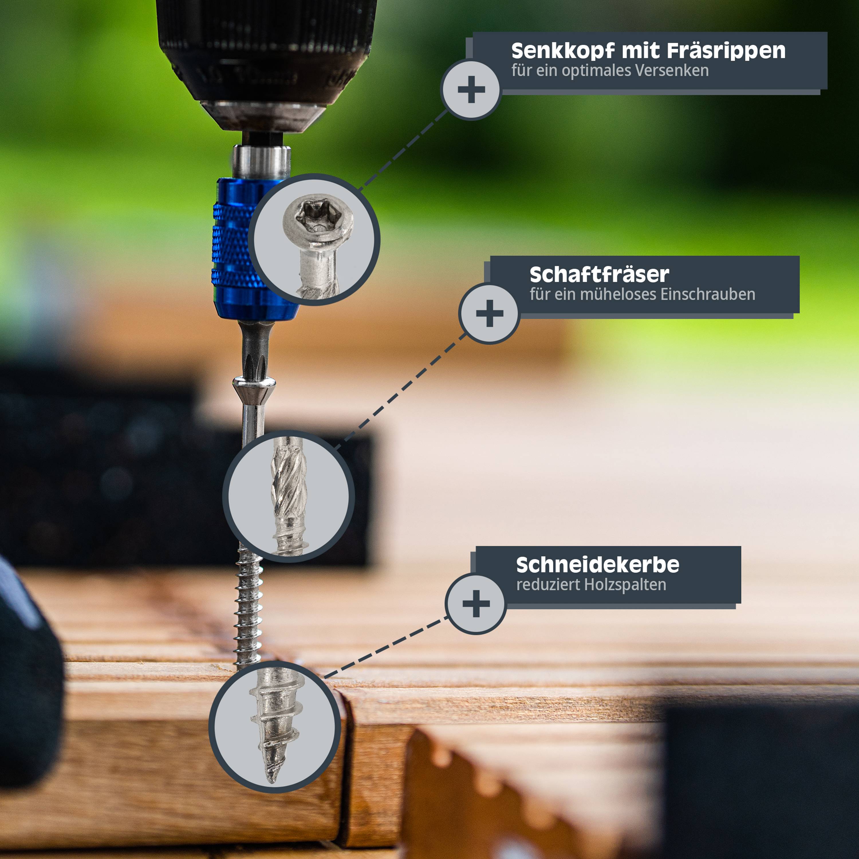 HELPMATE Terrassenschr. 5,0x 60 A2 2Bits T25 SK 1000 Stück
